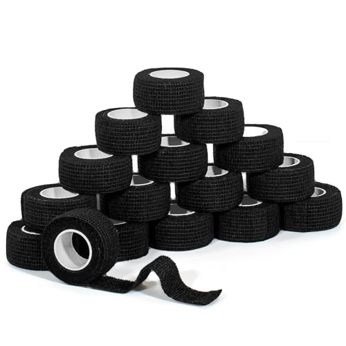 Self Adhesive Bandage Wrap,Bandage Tape,Medical Tape,Vet Tape - color: Black, size: 1inch*16rolls