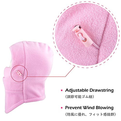 TRIWONDER Kids Winter Hats Balaclava Ski Mask for Boys Girls Toddlers Windproof Adjustable Cold Weather Face Mask Neck Warmer - color: Pink
