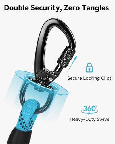 Joytale Long Dog Leash for Yard Tie Out & Recall Training, Blue, 65FT - color: Blue, size: 65FT