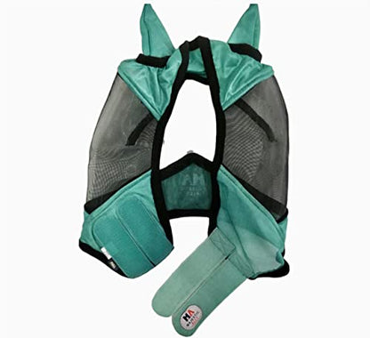 Majestic Ally Horse Fly Mask with Ears, Comfort Durable Fine Mesh, Soft Fleece Touch on Skin, Protect Eyes and Ears (Turquoise) - color: Turquoise