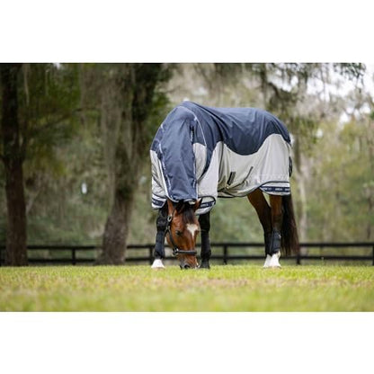LeMieux Arika Shower-Tek Fly Blanket - UV Protection - Waterproof Top Line and Breathable Lower Mesh - Navy - 84" - size: 84"