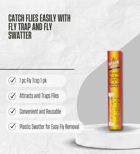 Starbar Sticky Fly Trap Indoor and Outdoor Bundle with Assorted Fly Swatter – Attracts and Captures Flying Insects for Pest Control – Gift Set (2 Items)