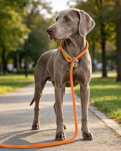 Dog Leash Slip Lead Braided Rope Pet Training Loop Leashes 5ft 6ft 8ft - color: Orange