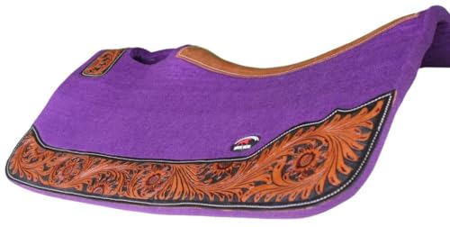 Horse 32"x30" Western Contoured Wool Felt Therapeutic Saddle Pad 39253 - color: Purple