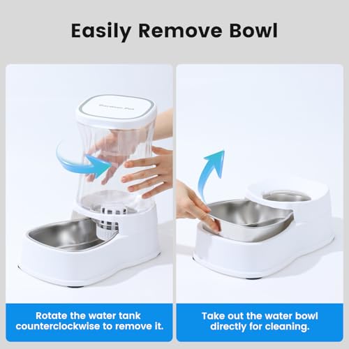 Automatic Dog Water Dispenser, Stainless Steel Bowls Feeder, 100% BPA-Free - color: White, size: 2.1 Gallon