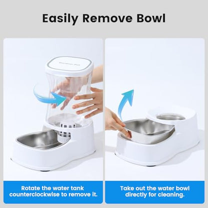 Automatic Dog Water Dispenser, Stainless Steel Bowls Feeder, 100% BPA-Free - color: White, size: 2.1 Gallon