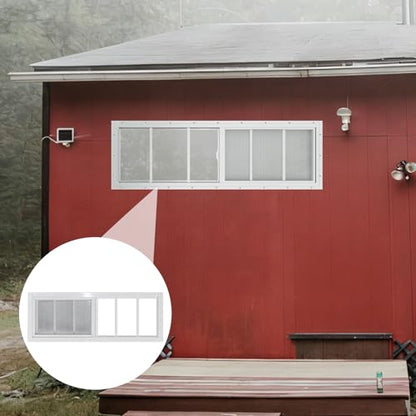 Yuzzy Shed Windows 2 Pack, 10"x35" Sliding Windows Transom Window with Tempered Glass and Removable Fiberglass Screen for Shed, Chicken Coop, Playhouse, Household, Garage, Barns (White) - color: White, size: 10"x35"