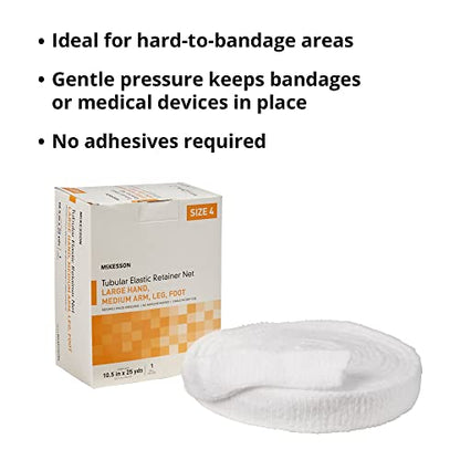McKesson Tubular Elastic Retainer Net Dressing, Non-Sterile, Hand, Arm, Leg, Foot, Size 4, 10 1/2 in x 25 yd, 1 Count, 2 Pack - size: Size 4 1 Count (Pack of 2)