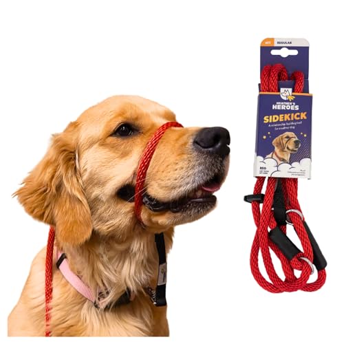 Heather's Heroes Sidekick Dog Headcollar with Leash - Sidekick Leash for Dogs, Effective Dog Training Tool for Leash Reactivity and Behavior Issues (Regular (3/8"), Red) - color: Red, size: Regular (3/8")