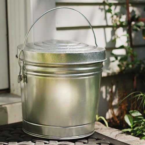 6-Gallon Galvanized Steel Storage Can with Locking Lid，Resistant Storage Can for Home & Garden
