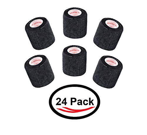 2 Inch Self Adhesive Bandage Wrap & Athletic Tape - 24Pk, Black - color: Black, size: 24 Rolls