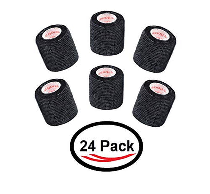 2 Inch Self Adhesive Bandage Wrap & Athletic Tape - 24Pk, Black - color: Black, size: 24 Rolls