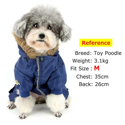 ZUNEA Dog Snowsuit Waterproof for Small Dogs Winter Puppy Coat, Blue, XL - color: Blue, size: XL