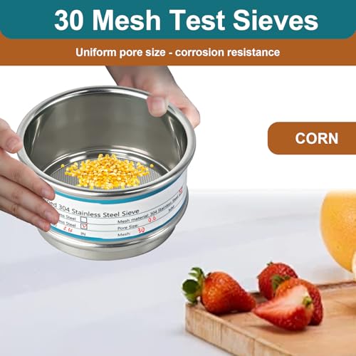 Full 304 Stainless Steel Mesh Sieve Screen,LVDALAB 30 Mesh (0.6mm) Aperture, 2.4inch(6CM) Dia Standard Sample Analysis Test Sieves Sifters Strainer for Industrial Laboratory Homes - size: 30 Mesh(0.6mm)/Ф2.4in(6CM)