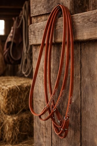 Challenger USA 7' 4" x 5/8" Horse Western Leather Quick Change Split Reins 66RT11