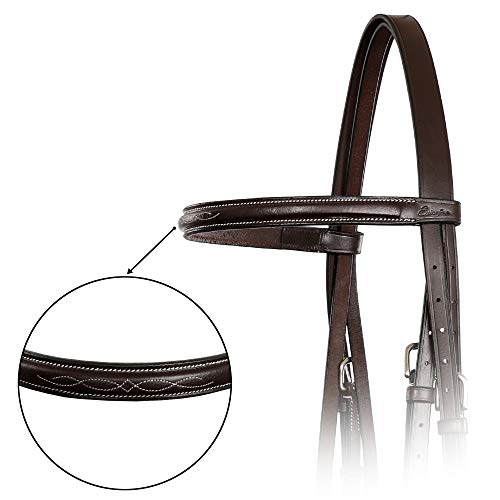 Exion Hunter Bridle with Laced Reins – Fancy Stitched English Snaffle Bridle | Premium European Leather Hunter Jumper Bridle with Stainless Steel Hardware
