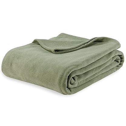 Berkshire Blanket Microfleece Queen Size Bed Blanket Dark Sage Green,Lightweight Soft Breathable Plush Micro Fleece Blanket for Bed Couch Sofa,90x90 Inches - color: Dark Sage Green, size: Full/Queen