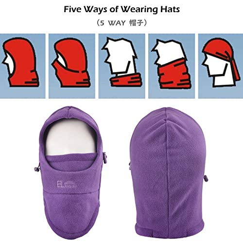 TRIWONDER Kids Winter Hats Balaclava Ski Mask for Boys Girls Toddlers Windproof Adjustable Cold Weather Face Mask Neck Warmer - color: Navy Purple