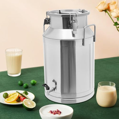 Stainless Steel Milk Can, 40 Liter Seamless Milk Jug Wine Pail Bucket with Spigot 10.57 Gallon Anti-Leak Liquid Storage Container Milk Pail with Sealed Lid for Milk and Wine (40L with Spigot) - size: 40L with Spigot