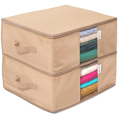 Cedar Clothes Storage Bag Organizer, Protects From Moths, Set of 2, Beige - color: Beige