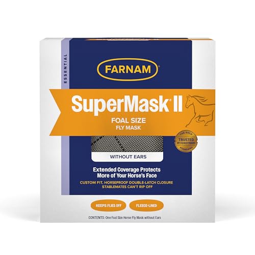 Farnam SuperMask II Horse Fly Mask Without Ears, Protects Eyes, Foal Size - size: Foal
