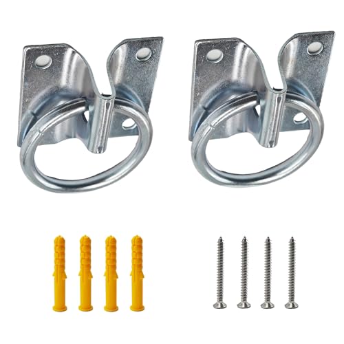 2Pcs M7*60 Metal Cross Tie Ring for Horse, Wall Mount Block Tie Rings for Horse Stall Stable Barn Supplies Equestrian Hitching Ring Hardware - size: Iron