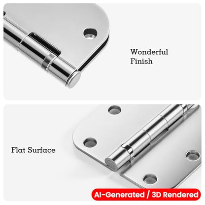 TDCHINGES Rounded Door Hinges Polished Chrome 3.5 Inch 5/8" Lasting Mute - color: Polished Chrome-Rounded, size: 1 Pack-Ball Bearing-lasting no squeak
