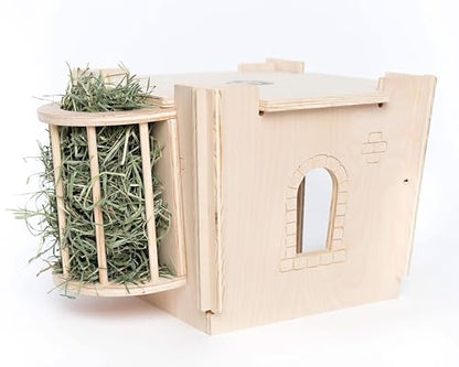 Small Pet Select Habitat Hideout Castle, Medium, Rabbit & Guinea Pig | Cozy Chewable Hideout, Natural Enrichment, For Bunnies, Chinchillas, Guinea Pigs & Other Small Animals - style: Castle-Medium