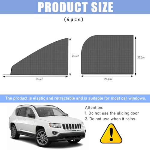Wevdn 4 PCS Car Window Shade, Breathable Mesh Auto Front Rear Side Window Sun Shades, UV Protection car Window Screens for Baby and Kids, Auto Camping Curtains Privacy Protection Shades (SUV) - color: SUV 4PCS