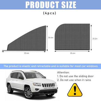 Wevdn 4 PCS Car Window Shade, Breathable Mesh Auto Front Rear Side Window Sun Shades, UV Protection car Window Screens for Baby and Kids, Auto Camping Curtains Privacy Protection Shades (SUV) - color: SUV 4PCS