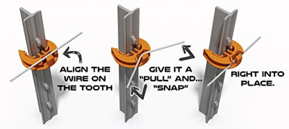 Lock Jawz T-360 Electric Fence T-Post Insulator - Orange (Bulk Qty: 100)