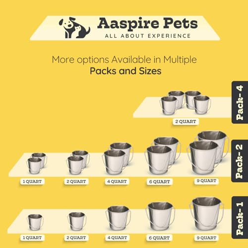 Flat Sided Stainless Steel Hanging Bucket, 1 Quart (0.25 Gallon), 2 Pack, Heavy Duty Kennel Cage Food & Water Pail for Small Dogs, Cats, Birds & Pets, Durable, Easy to Clean Feeder - size: 1 Quart (Pack of 2)