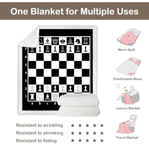 Sleepwish Throw Blanket, Black White Lightweight, Twin - color: Chessboard, size: Twin