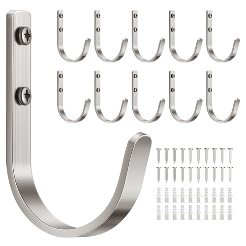 10-Pack 22LB Wall Hooks for Hanging Towel/Coat, Brushed Nickel - color: Silver, size: 10 Pack