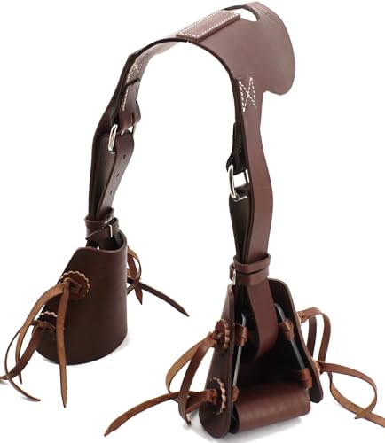 Jeereal Western Leather Buddy Slip-On Horse Stirrups Kids Youth Pony Rodeo Set with Reinforced Stitching, Stainless Steel Buckle