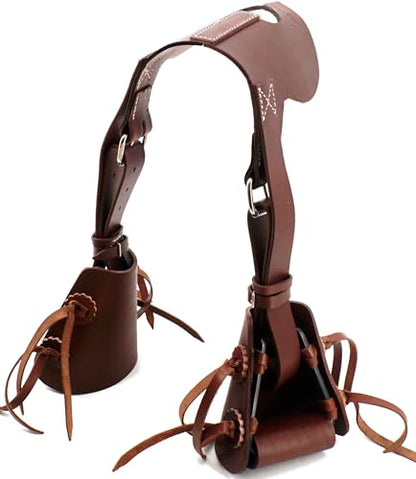 Jeereal Western Leather Buddy Slip-On Horse Stirrups Kids Youth Pony Rodeo Set with Reinforced Stitching, Stainless Steel Buckle