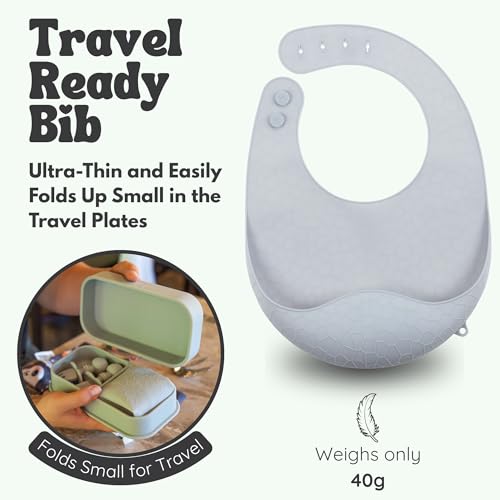 Baby Travel Feeding Set with Silicone Suction Plates, Grey Small - color: Gray