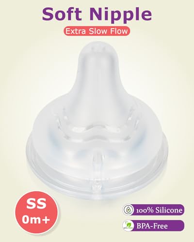 Silicone Nipples(SS) for Pigeon Bottle,Newborn Flow Baby Bottle Nipples,0m+ 6 Count - color: 0m+,SS,6 counts