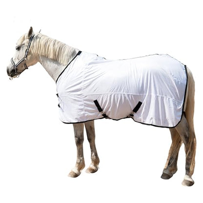 Horse Fly Sheet Lining, Mesh Equine Sheets Fly Rug, UV Protection | Breathable Mesh Fly Sheets for Horse, Equine Summer Sheets, Bug Mosquito FlySheet for Stable, Pasture, Barn (78", White) - size: 78 Inch