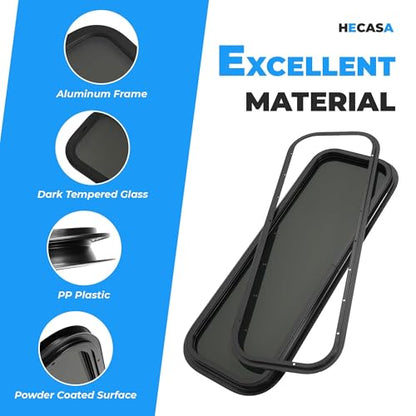 HECASA Fixed 12" W x 35" H Vertical Window Universal RV Parts Tinted Glass - size: 12" W x 35" H
