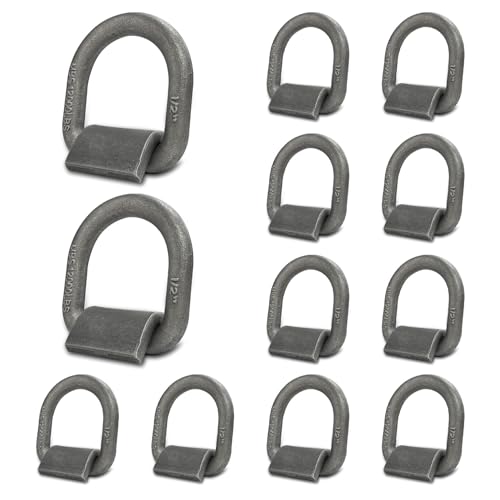 Grandroad auto 12 Pack Weld-On Forged D Ring, Heavy Duty 1/2" D-Ring Trailer Tie Down Anchor with MBS:12,000 lbs for Trailer, Truck Cargo, RV, ATV Tiedowns, Farm Applications and More. - size: 1/2“-12pack