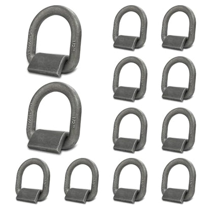Grandroad auto 12 Pack Weld-On Forged D Ring, Heavy Duty 1/2" D-Ring Trailer Tie Down Anchor with MBS:12,000 lbs for Trailer, Truck Cargo, RV, ATV Tiedowns, Farm Applications and More. - size: 1/2“-12pack