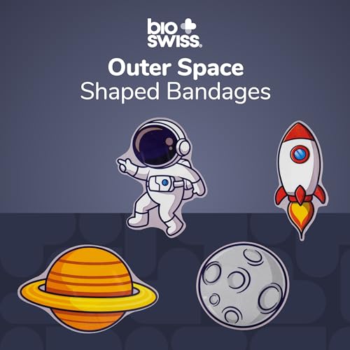 BioSwiss Bandages, Outer Space Shaped Self Adhesive Bandage Set, Latex Free, Sterile Wound Care, 24 Count - color: Outer Space, size: 24-Count Box