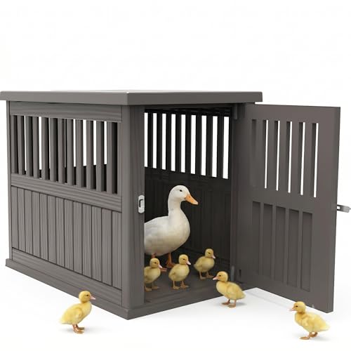 Vixzen Outdoor Duck House, PP Resin Poultry Shelter, Gray - color: Gray, size: 29.7"L x 21.3"W x 25.3"H