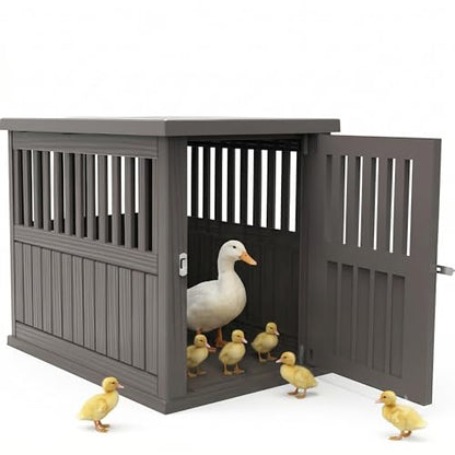 Vixzen Outdoor Duck House, PP Resin Poultry Shelter, Gray - color: Gray, size: 29.7"L x 21.3"W x 25.3"H