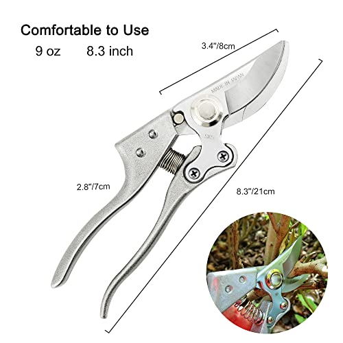 TONMA 8.1" Pruning Shears, Made in Japan, Garden Scissors & Clippers, TP-1 | 1" Cut Capacity, Heavy-Duty Bypass Pruning Shears for Gardening, Japanese Hand Pruners Loppers with Ergonomic Comfort Handles - size: 8.1 inches