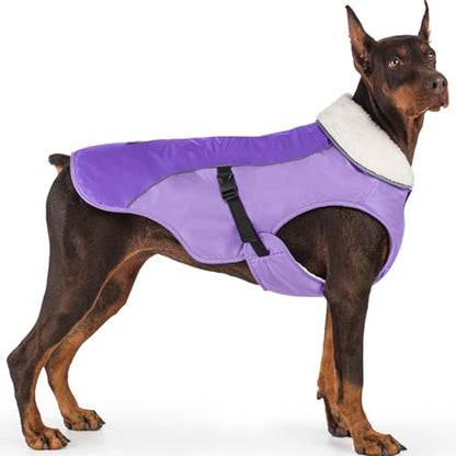 EMUST Dog Winter Coat, Waterproof Fleece Dog Jacket Winter for Medium Dogs - color: New Purple, size: Medium