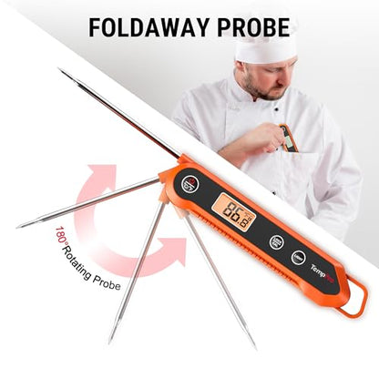 TempPro TempSwift 1 Sec Meat Thermometer Digital for Kitchen Cooking Food - color: Orange