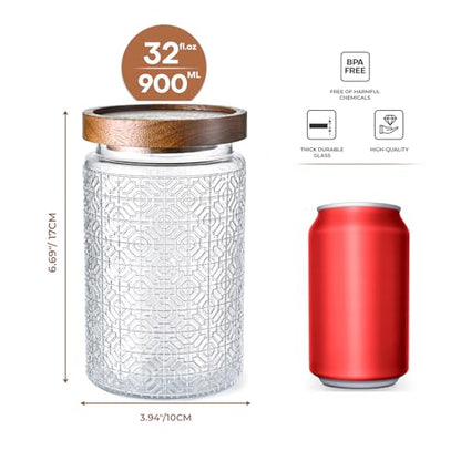 Adodeen Glass Storage Containers With Lids, Glass Jars With Lids, 32OZ - color: window-32oz