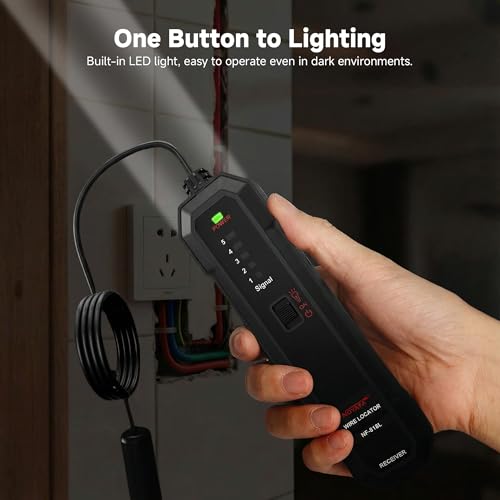 NOYAFA Underground Wire Locator - Cable & Wire Tracer for Buried, Wall & Hidden Wires, Pet Fence, Electrical & Irrigation, LED Flashlight, Rechargeable Battery, NF-818L